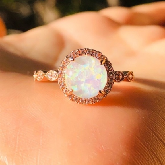 Jewelry - Round Fire Opal Rose Gold Ring